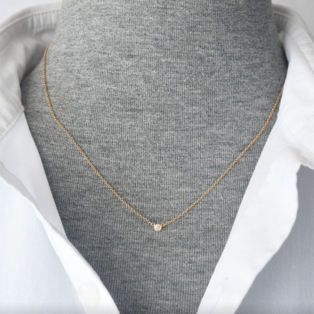Tiffany & Co. Diamonds by the Yard Single Diamond Pendant .05ct 18K Gold - Picture 5 of 11
